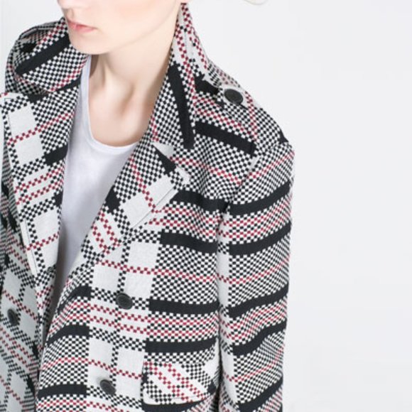 Zara Checked Double Breasted Blazer